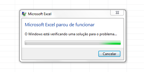 excel nao esta respondendo
