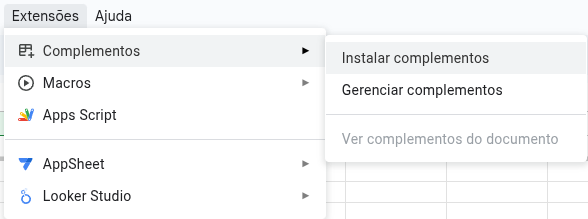 google sheets complementos extensoes addins