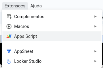 google sheets menu apps script