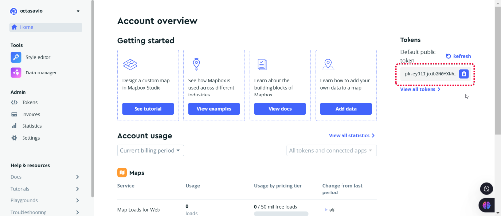 copiar token mapbox