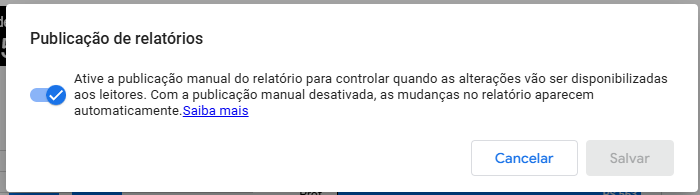 ativar publicacao manual looker studio