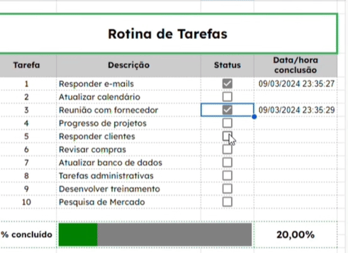 Barra de progresso com SPARKLINE - GOOGLE SHEETS