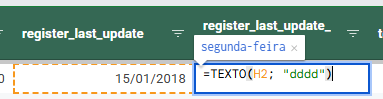 dia da semana google sheets 2