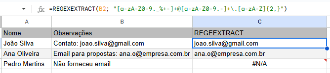 funcoes regex google sheets 1