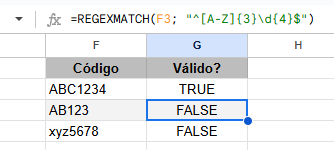 funcoes regex google sheets 2