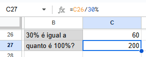 porcentagem google sheets exemplo 7