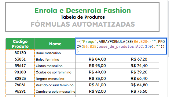 procv automatico preco google sheets
