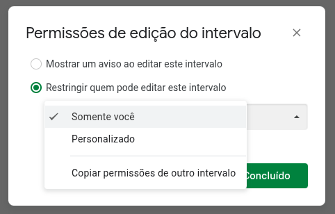 popup definir permissoes de edicao google sheets