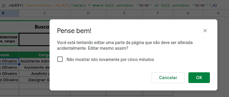 proteger pagina google sheets alerta 2