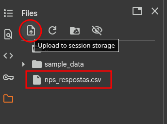 upload arquivo csv google colab