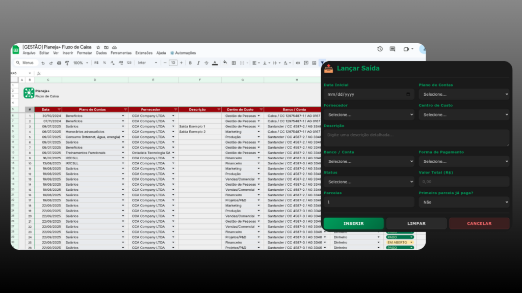 cadastro saidas octadata