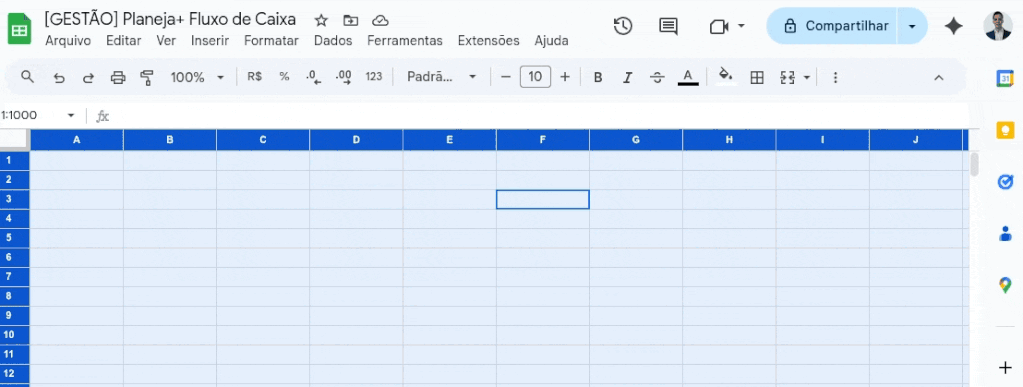remover linhas de grade google sheets 2