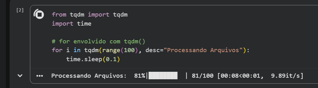 Barra de progresso com tqdm no Python
