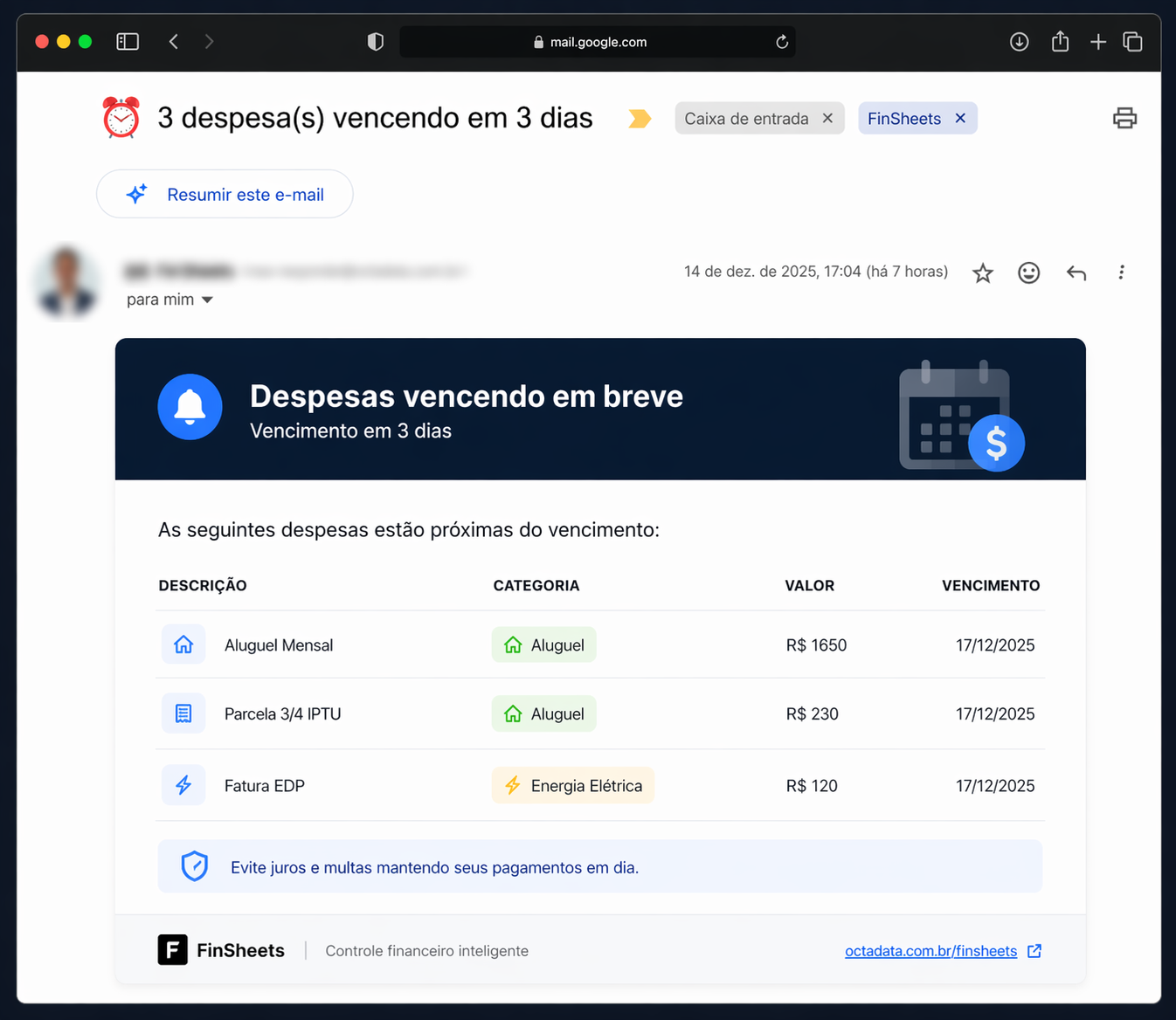assistente financeiro finsheets refin