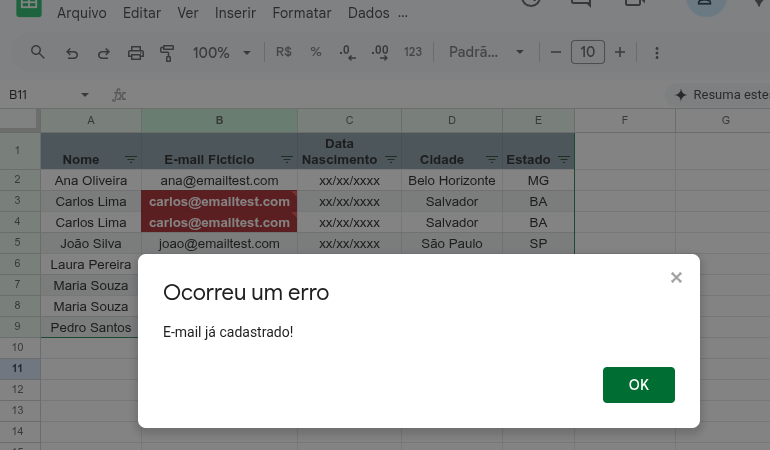 Como evitar cadastros duplicados no Google Sheets